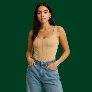 Blue Rain x Francesca’s Beige Corset-Style Bodysuit – Size S